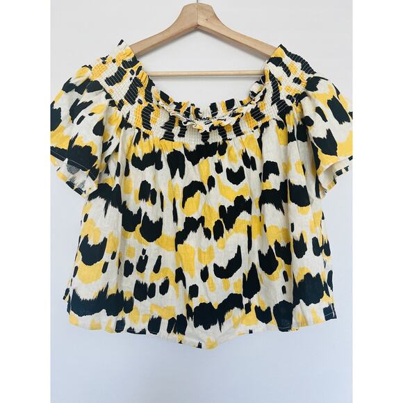 Who What Wear Tops - Who What Wear Linen Blend Crop Top Sz XL Off-The-Shoulder Flowy Boho